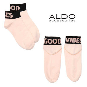 ALDO "Good Vibes" Pink Black Ankle / Anklet Socks